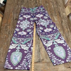 Elegant Purple Floral Women's Flare Pants